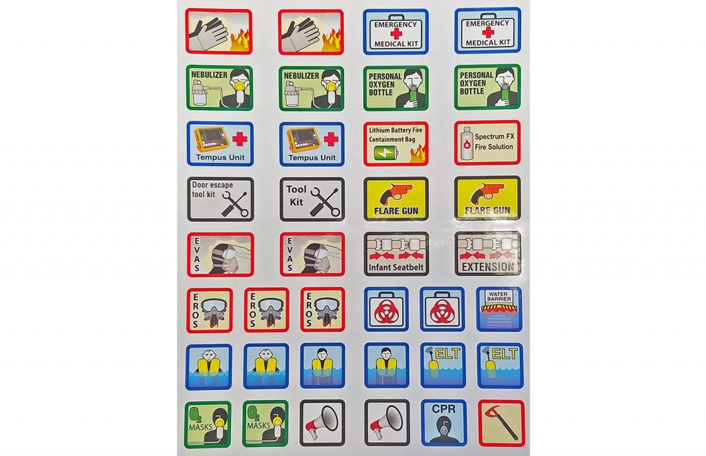 Aircraft Equipment Stickers Aircraft Safety Decals Set of 76 Labels